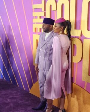 Fatima Robinson Instagram - So full of gratitude for all the people who put this movie together. Beautiful Night💜Masterpiece of a Movie….The Color Purple will blow you away. 

Hair @lenajaye_ 
Make up @bobbierileybeauty 
Earrings and cuffs @lisaeisnerjewelry 
Rings @_neoancient_ 
Hat @houseofmalakai
Dress @alexperryofficial