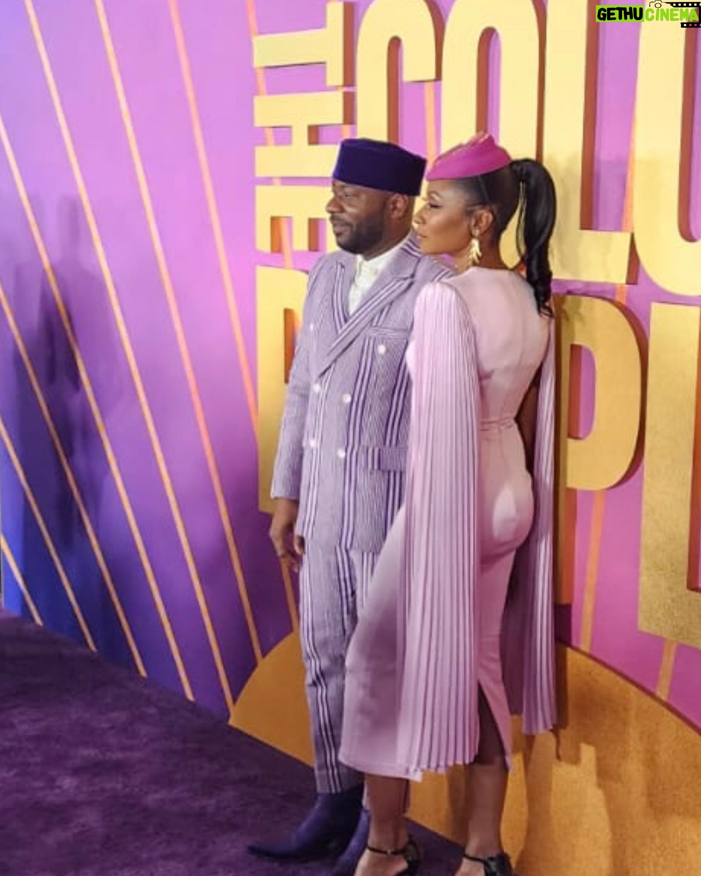 Fatima Robinson - 7.9K Likes - So full of gratitude for all the people who put this movie together. Beautiful Night💜Masterpiece of a Movie….The Color Purple will blow you away.
Hair @lenajaye_
Make up @bobbierileybeauty
Earrings and cuffs @lisaeisnerjewelry
Rings @_neoancient_
Hat @houseofmalakai
Dress @alexperryofficial