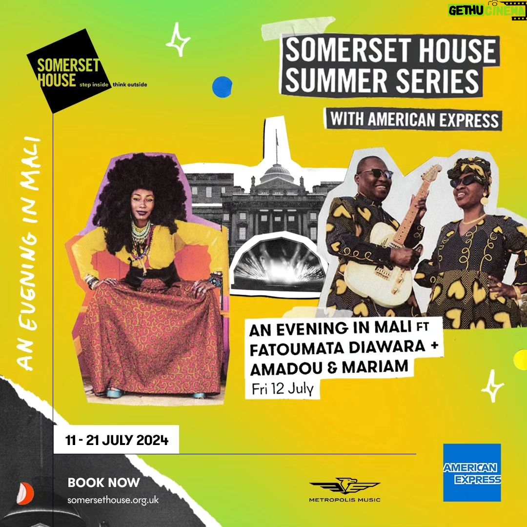 Fatoumata Diawara Instagram - Save the date #london🇬🇧 12.07.24 @somersethouse AN EVENING IN MALI 🇲🇱 with @amadouetmariam Tickets go on general sales from 10.00 on Thursday 11 April @ticketmasteruk