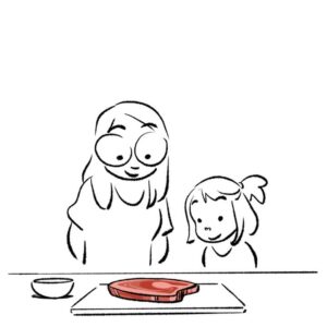 Fawn Veerasunthorn Instagram - Cooking is magic✨I venture out to some new recipe since we’ve been staying at home. Kina has been my great sous chef 🥩

#animation #procreateart #comics #mommyandme #parenthood #whoshungry #steakdinner #cookingathome 

PS. Garlic butter rib eye steak from @buzzfeedtasty is 🔥!