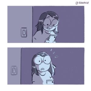 Fawn Veerasunthorn Instagram - Haven’t drawn my cat in like a million years. Maybe that’s why she did this to me or she’s just being a cat.
.
.
.
#comics #webcomic #catsofinstagram #nocturnal #mycatisweird