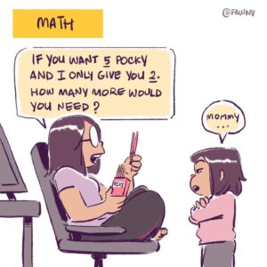 Fawn Veerasunthorn Instagram - We have been working from home since March. Since the preschool was also closed, I was introduced to the concept of the grids of activities we can do with our child. In the household where both parents work, it turned out to be something like this. So much appreciations to teachers everywhere!
.
.
.
#webcomic #comics #parenthood #homeschool #homeschoollife #wfh #wfhmom #digitalillustration #distancelearning #artistsofinstagram