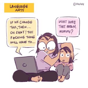 Fawn Veerasunthorn Instagram - We have been working from home since March. Since the preschool was also closed, I was introduced to the concept of the grids of activities we can do with our child. In the household where both parents work, it turned out to be something like this. So much appreciations to teachers everywhere!
.
.
.
#webcomic #comics #parenthood #homeschool #homeschoollife #wfh #wfhmom #digitalillustration #distancelearning #artistsofinstagram