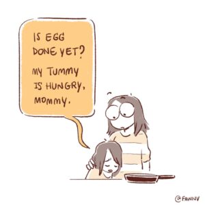 Fawn Veerasunthorn Instagram - I dug a pretty deep hole, then I had to go look up how eggs work lol. When did people realize that they are eating the cute animals they read about in picture book? What did your parents tell you? 😮 Wishing everyone a happy and safe new year!
.
.
.
#comics #motherhood #eggsofinstagram #fisharefriendsnotfood #wfh #happynewyear