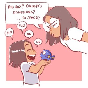 Fawn Veerasunthorn Instagram - She’s weird but sweet.
.
.
.
#comics #diary #findingdory #wheredowego