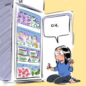 Fawn Veerasunthorn Instagram - Leaving on a work trip again and spent way to much time cooking and storing food instead of packing. But food is the legit way of showing love 🍚🍗🌽🥦
.
.
.
#motherhood #comics#procreate #parenthood #foodprep #freezermeals #sketching #traveling #tips