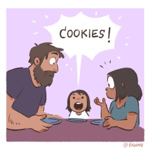 Fawn Veerasunthorn Instagram - The end of an era 🍪
.
.
.
#parenting #motherhood #distancelearning #quarantinelife #comics #webcomic #2020