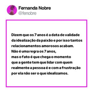 Fernanda Nobre Instagram - Pensando aqui: Quem acabou relacionamento próximo a esse ciclo dos 7 anos? Rs…