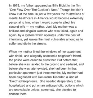 Fiona Dourif Instagram - I wrote an essay about losing my mom to mental illness and homelessness. It’s time for change. Please consider Michael Shellenberger for governor. 

Thank you to the @ocregister and the 10 other SOCAL newspapers that ran it today. Link in bio.