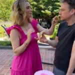 Fiona Gubelmann Instagram – Happy Anniversary @thebestalexweed 
There’s no one whose face I’d rather shove cake in 💗 Here’s to another 752 years

Best Cake Ever from @yvonnesvegankitchen
Literally, she makes my favorite cakes ever. I pretty much avoid cake the whole year because nothing compares to Yvonne’s cakes and then when I’m in the US, we order one to enjoy 🍰 

🎂💗 🎂💗🎂💗🎂💗🎂💗🎂💗🎂
•
👗 @hillhouse 
Bracelet is from the incredible @pyrrhajewelry @trevorproject collab 🌈 
(More to share about this tomorrow)
•
•
•
•
#fionagubelmann #anniversary #wedding #weddinganniversary #cake #vegan #glutenfree #plantbased #pyrrah #trevorproject #pyrrahjewelry #loveislove #equality #equalityforall