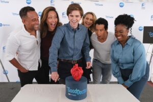Fiona Gubelmann Instagram - Happy 100 episodes @thegooddoctorabc 
I am honored to be a part of such an amazing show. 

Thank you to our incredible team… #freddiehighmore @abcnetwork @sptv @shorez @danieldaekim @lizfriedman91 @erinrgunn, @sebastian_lee_em @david.y.kim, 
our tremendous writers who craft such beautiful & impactful stories, our brilliant directors, our crew who work tirelessly & passionately and our fantastic cast!!! I love you all!!! You’re an incredible group of friends and family and I cherish you all. 

We are lucky to be here due to the work of so many passionate, talented, creative and hard working people. 

And because of all of our amazing fans ❤️ thank you for your support and love!!!! 

Thanks for the photos @jeffweddell and @gooddoctorlovers
