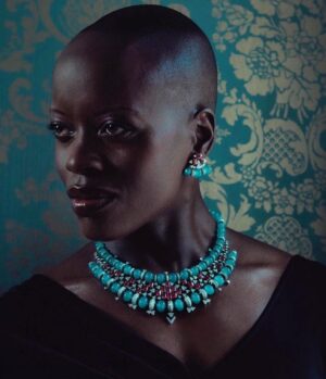 Florence Kasumba Instagram - @harpersbazaargermany #novemberissue Photo @sofiaandmauro #makeup @sofirub  Styled by @kaimargrander @ysl and @cartier  #hautejoaillerie #florencekasumba