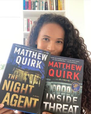 Fola Evans-Akingbola Instagram - To add to the bookshelf 🙏🏽 thank you @matthewquirkauthor for the signed copies 
Can’t wait to read Inside Threat next! #thenightagent #insidethreat