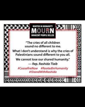 Francesca Fiorentini Instagram - “We cannot lose our shared humanity.” Thank you @rashidatlaib for standing strong, for representing Palestinian-Americans, and all allies of freedom despite the Islamophobic bigotry. #istandwithrashida #ceasefirenow🇵🇸 (post a pic of yourself and this quote)