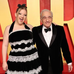 Francesca Scorsese Instagram - Belated Oscars week recap! 🤍🥸🖤

Styled by: @chrishoran
Makeup: @ericvosburg
Hair: @castillo
📸: @gettyentertainment @solelycreating @VanityFair 
#VFOscars #VanityFairOscarParty