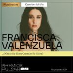 Francisca Valenzuela Instagram – muchas gracias por las 3 NOMINACIONES PREMIOS @pulsarchile 💕qué honor y felicidades a mis colegas nominadxs

🎀 grabación del año – ADENTRO
🎀 canción del año – DÓNDE SE LLORA CUANDO SE LLORA?
🎀 mejor artista pop 

viva la música independiente :) 

muchas gracias a todo el team musical, técnico, creativo, frantastic, (mi sello y productora), @rodrigdi todo el team visual, audiovisual y mgmt, banda y staff del tour de chile y latam ♥️

y felicitaciones a mi co productor @frvnciscovictoria x su nominación a productor del año 💕