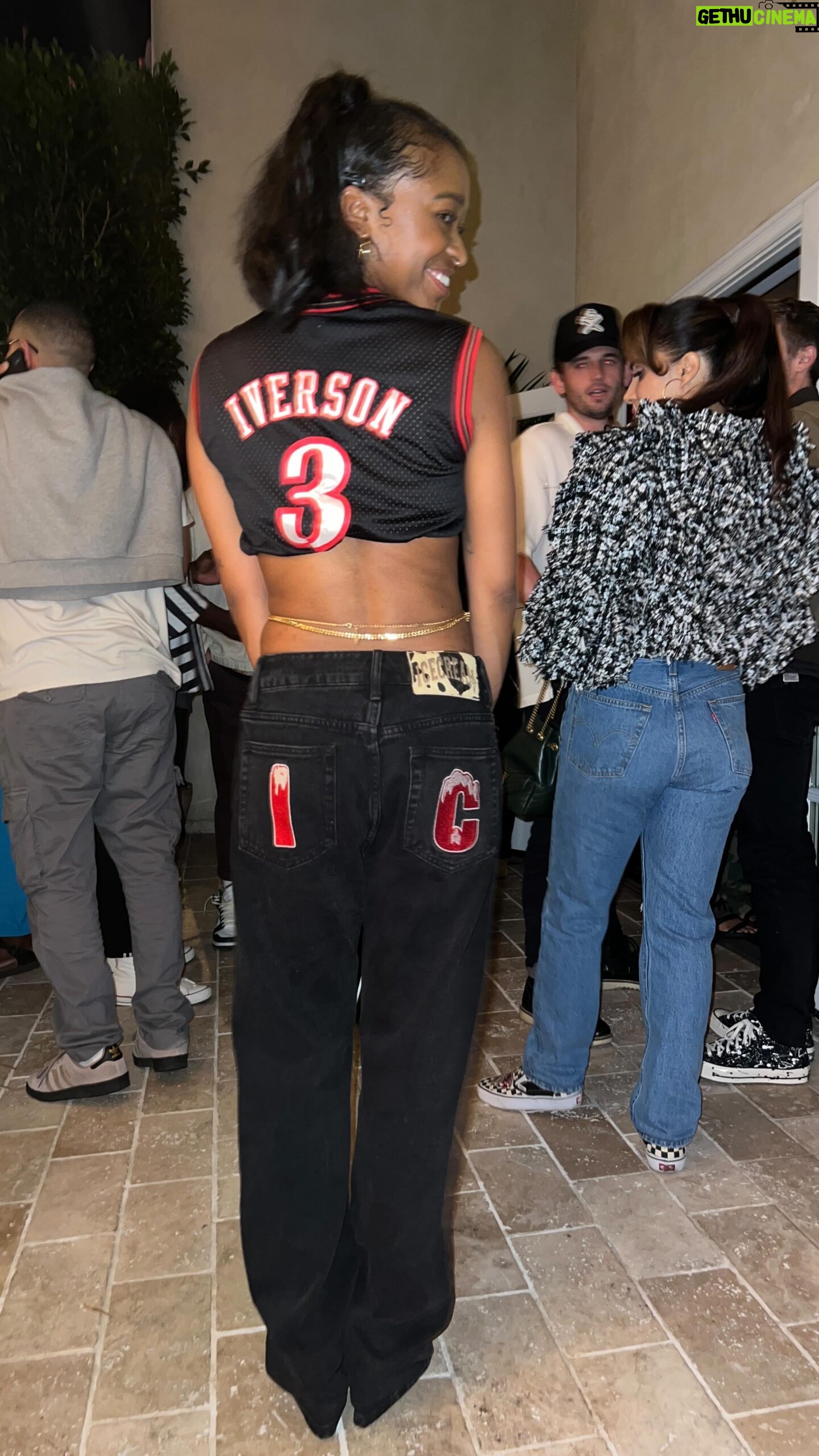 Freddie Ransome Instagram - of course bubba chuck had to make a cameo at the last hotel house sessions! my friend maya found this kids jersey for me at the rose bowl. jeans from @ssense - got the smallest men’s size and they fit perfectly! heels are by @aliasmae