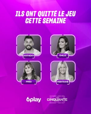 Frédérique Brugiroux Instagram - La partie se termine pour eux ! 🙅 
Mets un "💜" si tu es triste de voir partir @anthonymateo_off, @emilienefnaf, @fred_lesanges et @montaineem #Les50