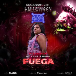 Fuega Instagram - Pra fechar esse line-up MARAVILHOSO 💙

@onlyfuego vai colocar FOGO na pista pop do Halloween Agrada Gregos amanhã 🔥 Vem curtir com a gente! 

🗓️ 27/10
⏰A partir das 22h
📍Na @audio
🎟️ Garanta seu ingresso no link da bio, na hora é mais caro - e pode esgotar antes 🫢