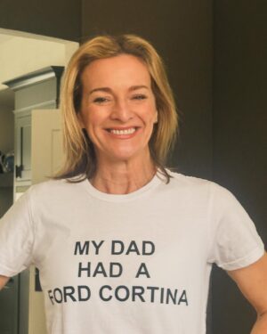 Gabby Logan Instagram - First bank holiday of 2024 🌟
@reuben_logan and @loislogansj loved watching you compete 🙌🏻 
And @christineyorathdesign thank you for the excellent t shirt 🙏🏻