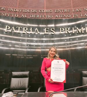 Gabriela Carrillo Instagram - Muy feliz y agradecida con el Senado de la Republica por este reconocimiento a mi trayectoria y la de mis compañeros actores, en especial al senador @ramirezlalo_ y @farukmtake por tomar en cuenta el esfuerzo a nuestra noble carrera.