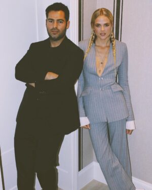 Gabriella Wilde Instagram - Thank you @jonathansimkhai for this suit and a wonderful dinner 🖤✨