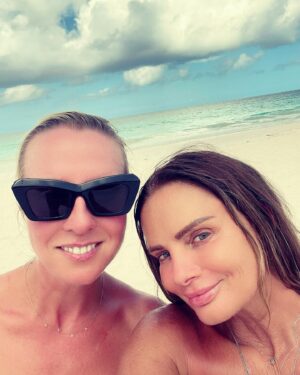 Gabrielle Anwar Instagram - Guess who I bumped into on the island?! No other than my favorite, extraordinary swimsuit designer, @marysia Fun times in bikinis! @shareefmalnik