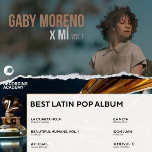 Gaby Moreno Instagram - We are so excited to announce Gaby Morenos' GRAMMY nomination for Best Latin Pop for her latest studio album X Mí (Vol.1)! ✨
Gaby Moreno also co-produced Omara Portuondo's album VIDA, which is nominated for Best Tropical Latin Album. 
Join us in sending a big congratulations to @gaby_moreno 💫See you next year at the 2024 GRAMMYs!