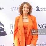 Gaby Moreno Instagram - Kicking off #GRAMMY week celebrating all nominees with both the NY and LA @recordingacademy chapters. 🙌🏼🧡🤗 Thank you @sesaclatina @cosmicaartists Styled by the fabulous @kimmyerin NY 👗 by @semsem LA 👗 by @angelikajozefczyk Necklace @lele_sadoughi LA rings @ninaberenato
