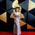 Gaby Moreno Instagram - Thank you to my dear @kimmyerin for styling me for the #GRAMMYs red carpet. dress: @marchesafashion gloves: @cest_jeanne hair clips: @leletny hair makeup: @kristenpulice bag: @gennyofficial