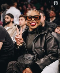 Gail Bean Instagram - I live in Brooklyn featuring Courtside Caggy @__cags 🫶🏾❤️✊🏾👑 @jumpman23 @__cags @ladi_couture @ohmy_jah @brooklynnets @barclayscenter @theafrocentricone 💄 @camaraaunique 💇🏾‍♀️ @blickybodiedit 👟 @jumpman23 💅🏾 @pickacolorbrooklyn 🧥 @rebeccaminkoff 👝 @shophaliq 📸 @kees2life #Jordan #JordanWomen