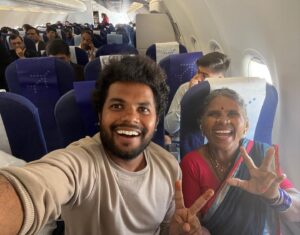 Gangavva Instagram - Gangavva’s first flight ✈️ Journey 😎
Ekkadiki velthunnam guess cheyandi ? ( Hint Shivarathri special) 
.
@anjimamaaa @madhualwaala @gangavva @myvillageshow @indigo @youtubeindia 
.
#flight #firstjourney #youtube #gangavva #anilgeela #flighttime #vlogs