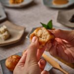 Garima Arora Instagram - 🍌🍌🍌 Kuzhi Paniyaram broken down into this sweet- savory dessert is a perfect ode to bananas and my forever love for the fruit. 1. Wild honey spiked paniyaram 2. Fermented banana caramel 3. Coconut jaggery chutney 4. Homemade butter 5. Sweet n spicy Podi with ghee 6. Star fruit jam 7. Egg Banana or Kluay Kai banana- so cute n tiny 8. Banana water Make your own bite. Find your favorites. Mix and match. Use your hands. No better way to eat.