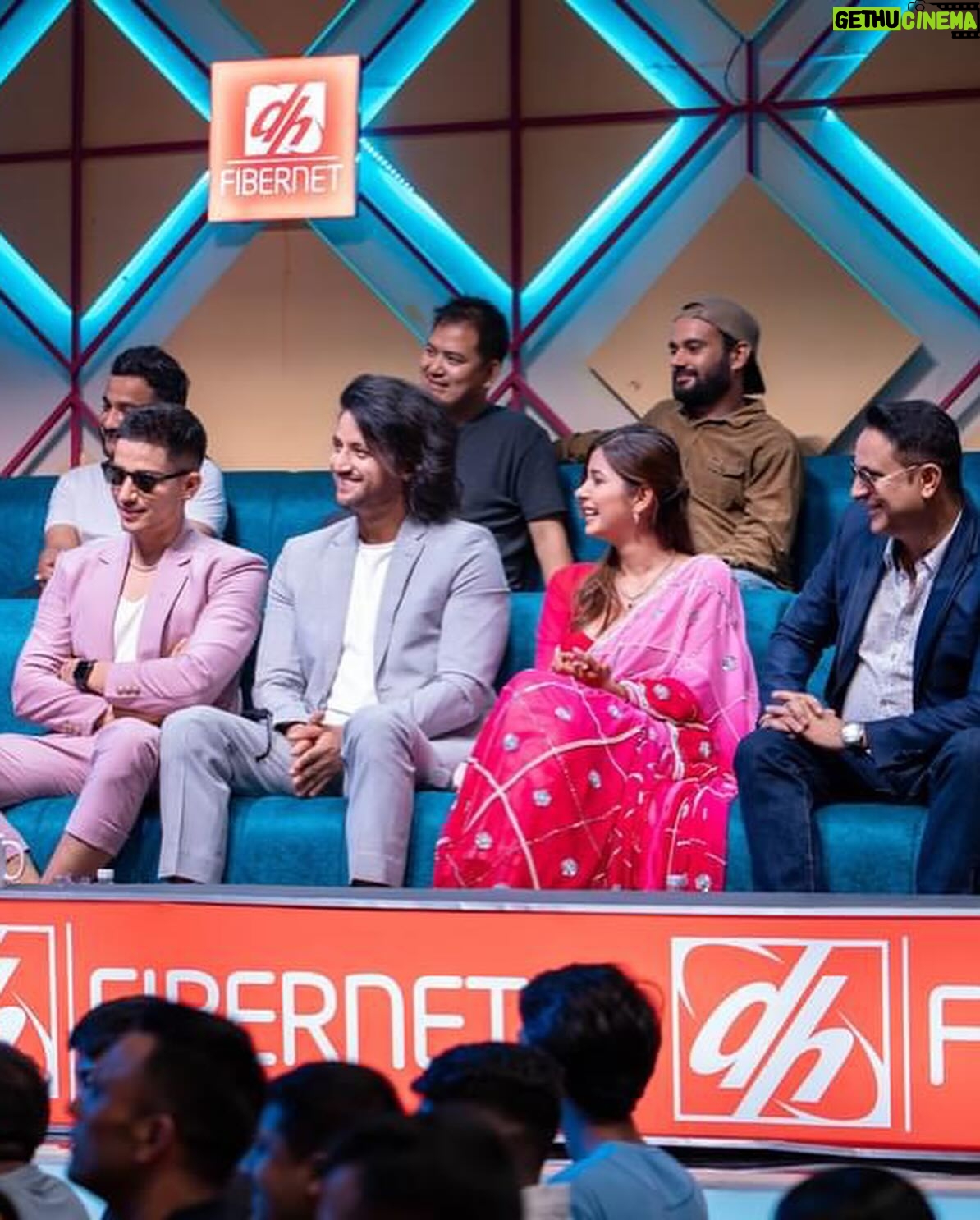 Garima Sharma Instagram - Thank you @comedychampion.np for having us ♥️ LONDON TO PARIS PROMOTION 🌸 Wearing: @samrat_couture Jewelry: @shree_natraj_jewellers Makeup: @lavi_makeupstudio . . . . #debut #moviepromotions🎥 #keepsmiling #positivity #comedy