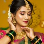Gauthami Jadav Instagram - 🩷💚🩷 Makeup @makeoverwith_yogitabhosale #makeuplook #gouthamijadav #sathya #zeekannada #beautiful