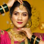 Gauthami Jadav Instagram - 🩷💚🩷 Makeup @makeoverwith_yogitabhosale #makeuplook #gouthamijadav #sathya #zeekannada #beautiful