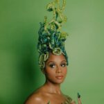 Geffri Maya Instagram - Cause if you are seen green it means you got mean bread. Photographer: @mayaiman Hair: @ryanburrellhair MUA: @aaronpaulbeauty Nails: @studionailsbyanissa Millinery: @studioabyanissa Studio: @1043mixedmedia