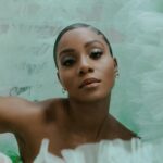 Geffri Maya Instagram - “Turquoise Galaxy” (2023) 📷: @dche Hair: @ryanburrellhair Make-up: @aaronpaulbeauty Styled by: @mickeyboooom