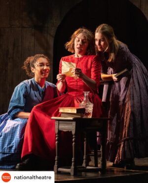 Gemma Whelan Instagram - Posted @withregram • @nationaltheatre ★★★★★ ‘A revelation ‘ The i
★★★★ ‘Richly entertaining’ The Reviews Hub
★★★★ ‘Raucously funny’ London Theatre
‘Playful and visually witty’ Evening Standard
‘Blunt, funny and wilfully anachronistic’ Time Out
‘Quick-witted drama’ Guardian

Cast:
@nickblakeley
@rhiannonclem
@adamofdonaldson
@adele_jjames
@kwakumills
@jmoore.cook 
@jamesphoon_ 
@Gemwhelan 

Creative Team:
@_sarah_j_gordon_ | Writer
Natalie Ibu | Director
@graciesmart | Set and Costume Designer
Zoe Spurr | Lighting Designer
@afbsound | Sound Designer
Ingrid Mackinnon | Movement Director
Naomi Downham | Casting
Charmain Hoare | Dialect Coach
Shereen Ibrahim | Company Voice Work
Charlotte Burton | Associate Lighting Designer
Ana Beatriz Meireles | Associate Movement Director
Natasha Haws | Staff Director

Underdog: The Other Other Brontë is now playing in the Dorfman Theatre until 25 May. 

It plays at @northern_stage from 7 June.

📸 @ishashahphotography

#NationalTheatre #NTUnderdog #BronteSisters #WhatsOnLondon