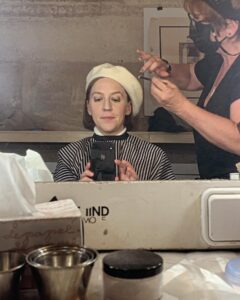 Gemma Whelan Instagram - BALENCIAGA is out today on @disneypluses I am Prudence Glynn - a real true life person - the journalist who got closest to the real Balenciaga. It is a beautiful show - watch all of it from today! 🎥 🍿 ❤️