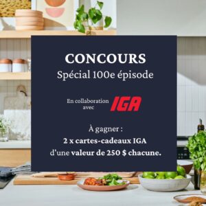 Geneviève O'Gleman Instagram - 🎉 CONCOURS TERMINÉ 🎉
Félicitations à la gagnante Brigitte Raymond Bénard! 

------

🚨 MISE EN GARDE : SVP, faites attention aux faux comptes. Mon seul et unique compte Instagram est celui-ci (oglemang). Je ne vais jamais vous demander vos infos bancaires pour participer ou réclamer un prix. Soyez vigilants! 

------

CONCOURS SPÉCIAL 100e 🎉🎉🎉

Avez-vous regardé le 100e épisode de SAVOURER à la télé? Pour vous remercier d’être à l’écoute et pour vous simplifier encore plus la vie (et l’épicerie!), mon précieux partenaire @igaqc vous offre 2 cartes-cadeaux de 250 $ chacune. 🛒

J’en profite pour remercier IGA de faire partie de l’aventure SAVOURER depuis ses débuts! 💛

👉 POUR PARTICIPER : dites-moi en commentaire qui est l’invité avec lequel j’ai cuisiné la planche de homard et de crevettes dans l’émission!

🤞Pour doubler vos chances de gagner, rendez-vous aussi sur Facebook (GenevieveOGleman)!

Bonne chance!

Geneviève xx

📺 Revoyez l'émission ce dimanche à 14h sur @icirctele ou en rattrapage sur @icitoutv.

Aucun achat requis pour participer. Les règlements du concours sont dans le lien dans ma bio. Le concours se termine le lundi 12 février à midi, et je ferai le tirage la même journée en après-midi. Le ou la gagnant.e sera annoncé.e ici, au-dessus de cette publication. Ce concours n’est pas associé, présenté ou sponsorisé par Facebook et Instagram.

#concours