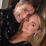 Georgia Tennant Instagram - Goodnight from me and my favorite loser 🩷 @olivierawards @rebeccavallance @jimmychoo @tylerellisofficial @smilingrocksco @sarahroseharrison @donmarwarehouse