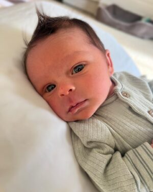 Georgina Bloomberg Instagram - One week since we welcomed this little guy into our family, and let him steal our hearts. Welcome to the world baby Sebastian. 💙 @j_water