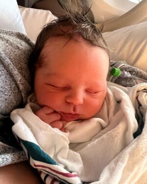 Georgina Bloomberg Instagram - One week since we welcomed this little guy into our family, and let him steal our hearts. Welcome to the world baby Sebastian. 💙 @j_water