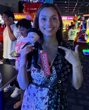 Georgina Campbell Instagram - It’s my birthday and I WILL dave and busters (I won monopoly man in the claw and I can’t believe it!)