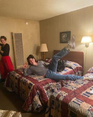 Geraldine Viswanathan Instagram - behind the scenes, if you will.  @driveawaydolls still in theatres and avail to rent at home 🧨