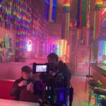 Geraldine Viswanathan Instagram - behind the scenes, if you will. @driveawaydolls still in theatres and avail to rent at home 🧨