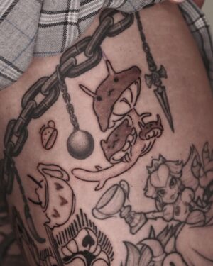 Gibi ASMR Instagram - TATTOOOOO DAYYYY! I can’t say how excited I was to be tattooed by @yumi.tiger !!! SO much talent, and we honestly had the best time 🥹 this is an upside down mad hatter girl to represent my longest friend, Meg - who came with me to get it :’) swipe right for me as the queen of hearts and her as the mad hatter in 7th grade LOLLLL - a really special experience, and I’m so happy with the final result! Thank you SO much again Yumi!