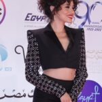 Gihan El Shamashergy Instagram - From the MENA premiere of The Swimmers at the Cairo International Film Festival ✨ Stylist @kariemfadl Suit @asmorii Makeup @duhamukhtar Jewelry @louisdiamondsofficial Hair stylist @thecurlystudio @doaathecurlystudio