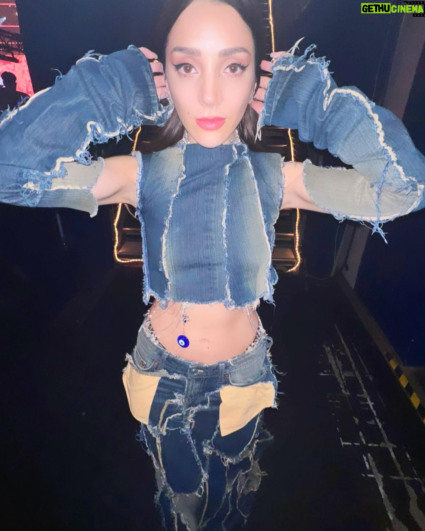 Gina Dirawi Instagram - 🧿🧿Thanks to the Swedish Grammys @grammissverige for the nomination , and @mariabarsoum for this costume made outfit, and the king of hair @bangsbymarre and ofcourse my evil eye jewelry, the only thing I trust in this world🧿🧿